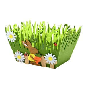 Bothyi - Cesta De Pascua Cesta Verde Caza De Huevos Para Niños Regalo Decoración Del Hogar Conejo Marrón