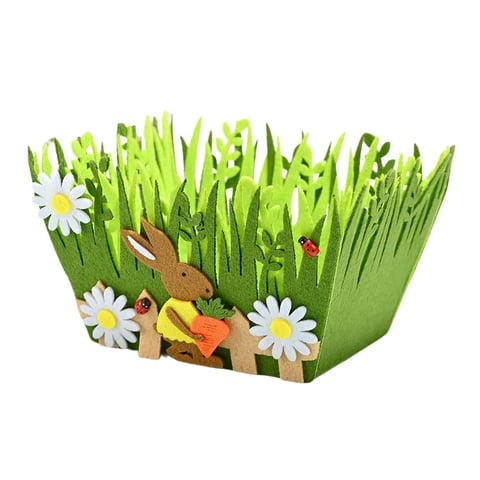 Bothyi - Cesta De Pascua Cesta Verde Caza De Huevos Para Niños Regalo Decoración Del Hogar Conejo Marrón