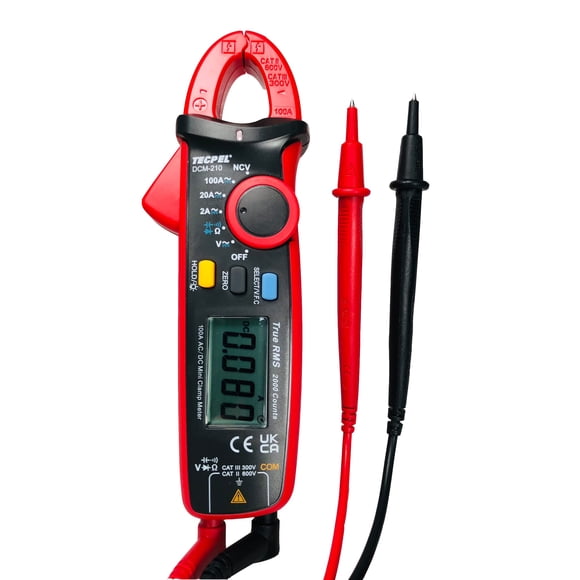 Pinza amperimétrica TECPEL DCM-210 True RMS AC/DC 2000 cuentas 100 A