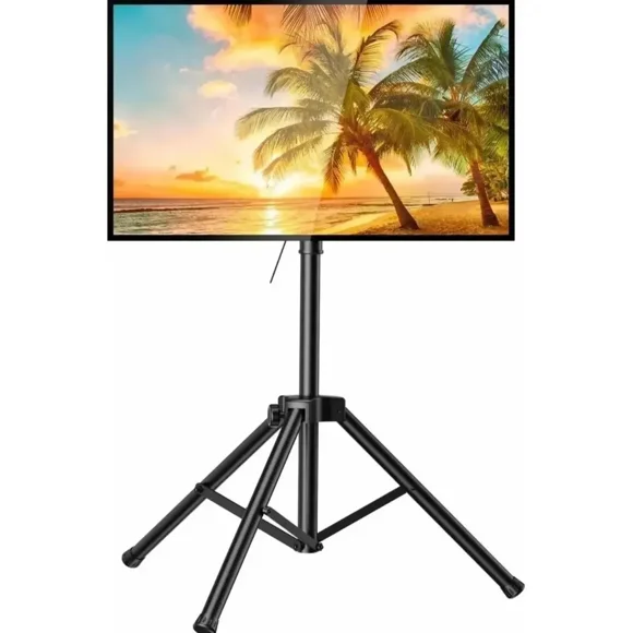 Soporte TV, Trípode, Giratorio 360°, 32 a 55", Altura Ajustable, Retráctil y Color Negro