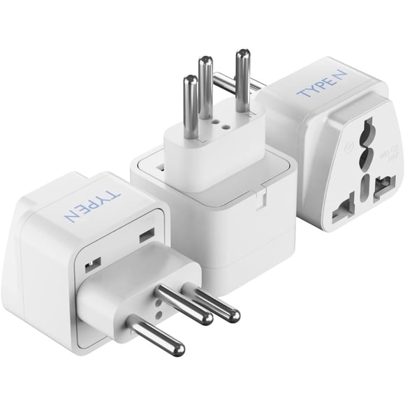 Adaptador de enchufe de viaje Ceptics Brazil tipo N, paquete de 3