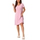 thumbnail image 2 of INSPIRE CHIC Camisón de Manga Corta con Volantes para Mujer, Camiseta de Dormir de Rayón Suave con Cuello Redondo para Primavera Verano, Talla L, Rosa Claro, 2 of 6