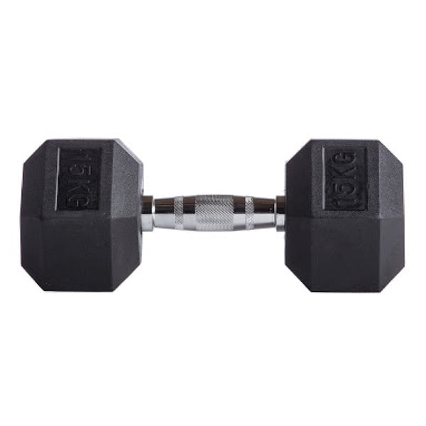 Inaltum Fitness - Unidad Mancuerna Hexagonal Caucho Goma Crossfit 15kg