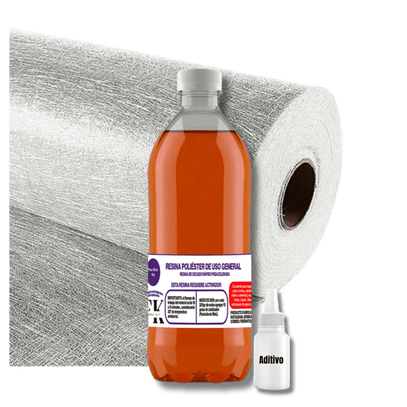 Kit de Fibra de vidrio y resina poliéster de secado rápido 1kg