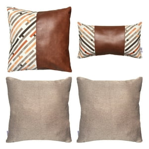 Elizabeth Peper - Pack 4 Cojines Decorativos Ecocuero Naranja 45X45