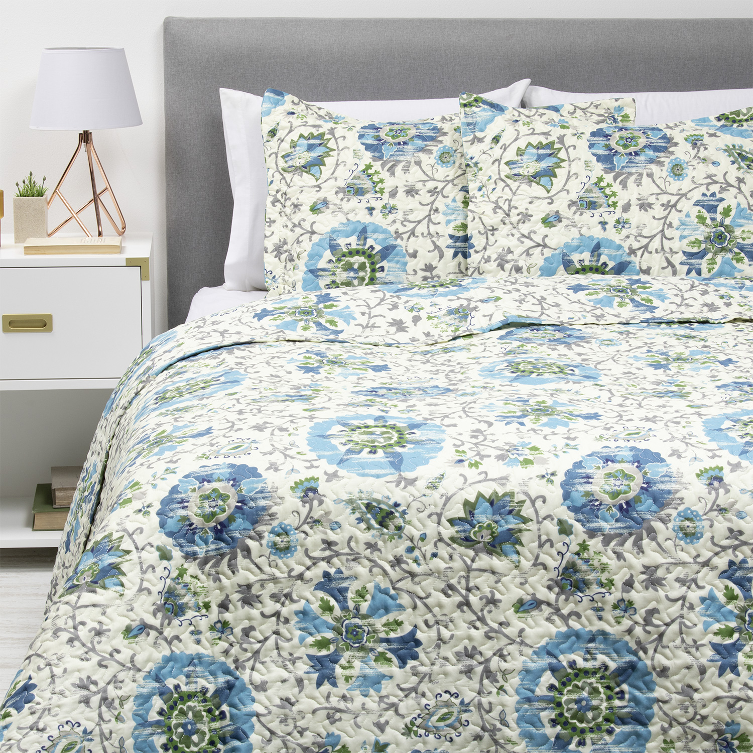 Zahr - Cubrecama Estampado Blanco King