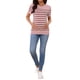 thumbnail image 2 of Top de Maternidad para Mujer INSPIRE CHIC Suéter de Punto Elástico de Manga Corta a Rayas Verano Embarazo Cuello Redondo Blusa M Gris Rosa, 2 of 6