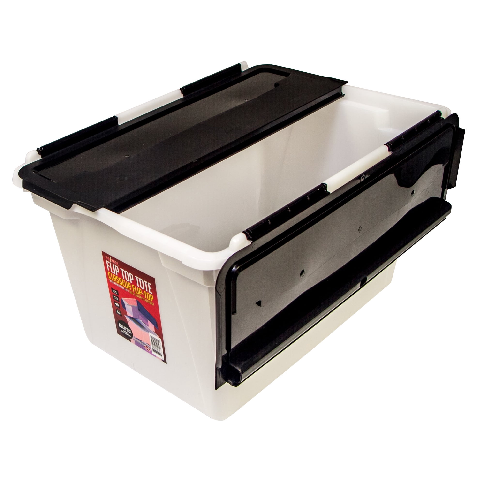 Storage Tub Storex, Tapa Abatible, 48 Cuartos De Galón, Color Negro, Funda De 4 Unidades