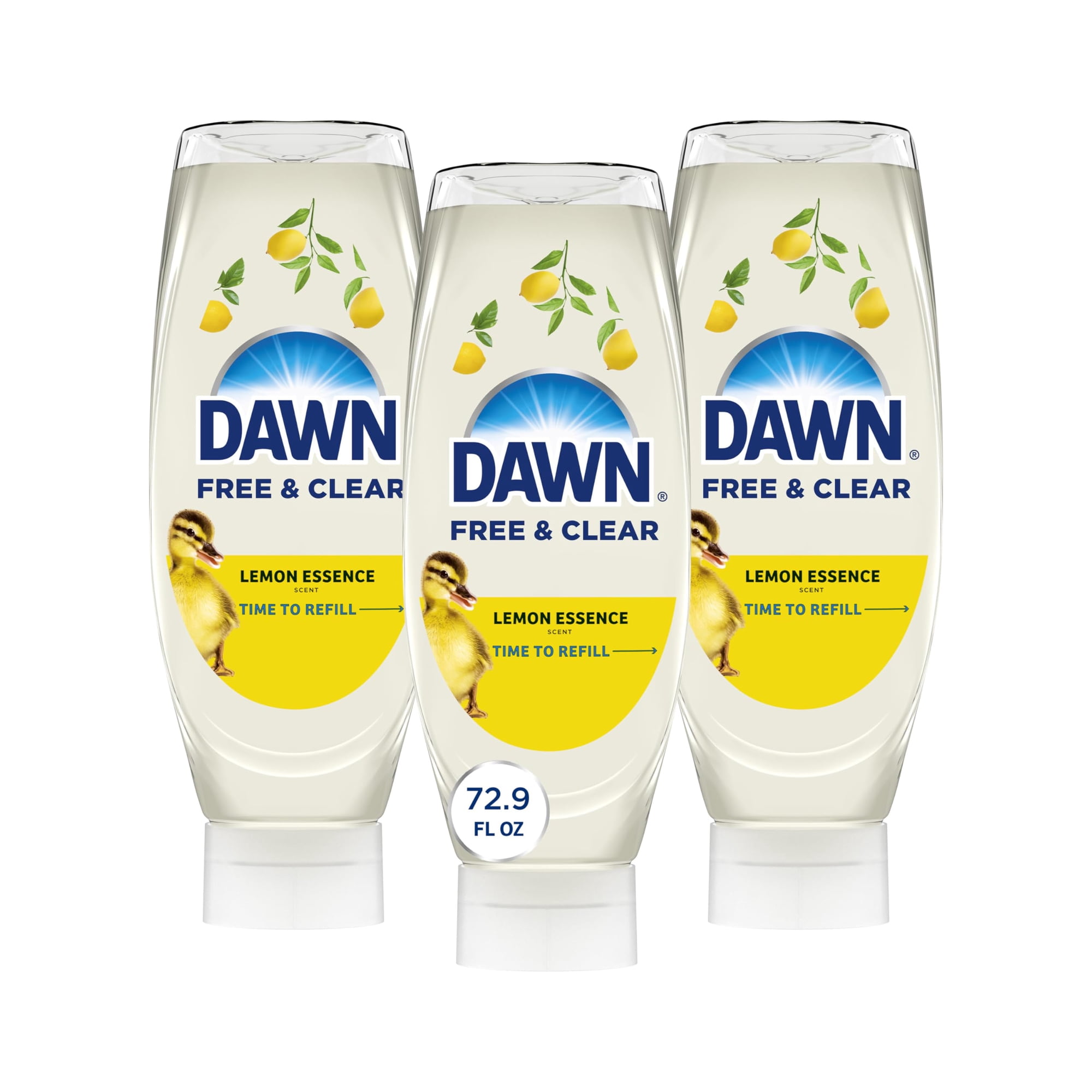 Dawn Free & Clear Jabón Líquido Para Platos Ez-squeeze, Líquido Para Lavar Platos, Eliminación De Grasa, Limón, 24.3 Fl Oz (paquete De 3)