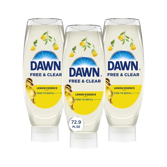 Dawn Free & Clear Jabón Líquido para Platos EZ-Squeeze, Líquido para Lavar Platos, Eliminación de Grasa, Limón, 24.3 Fl Oz (Paquete de 3)