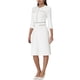 thumbnail image 2 of INSPIRE CHIC Vestido de Mujer Línea A Contraste de Color Vestido para el Trabajo con Ribete de Tweed M Blanco, 2 of 6
