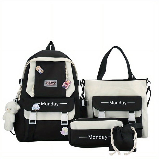 4-Piece Simple & Stylish Backpack Set - Perfect for School & Everyday Use!