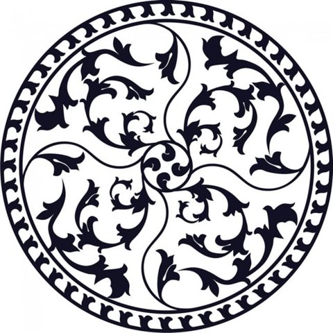 Rienda Libre Graphics - Decomural Leaf Pattern Circle Headboard Ws-18927