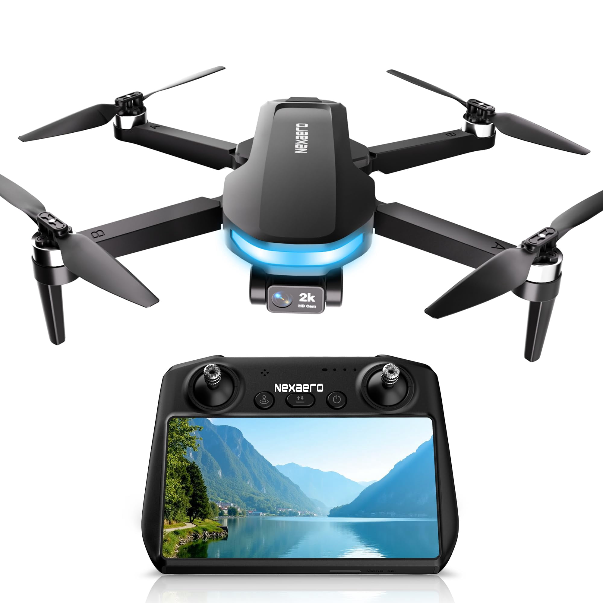 Drone Gps Nexaero F3 Con Cámara Eis 2k, Pantalla De 7,22 Pulgadas, 249 G