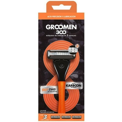 Máquina De Afeitar 300 + 3 Cartuchos De 3 Navajas 1 Un Groomen