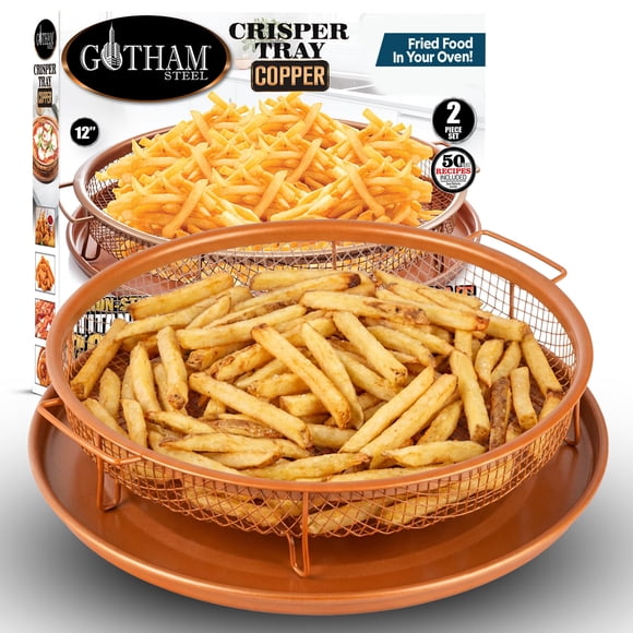 Bandeja para freidora Gotham, acero, cobre, antiadherente, redonda, 33 cm