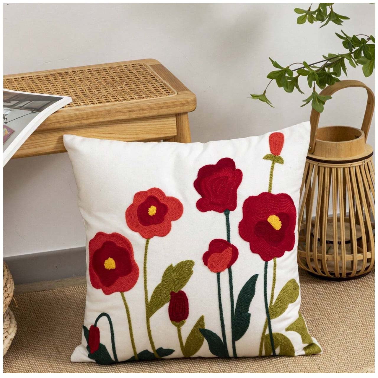 Wyj Hogar - Funda De Cojín Bordado Floral Mod17