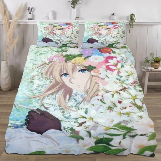 Violet Evergarden Quilts for Queen Bed Bedspreads,Soft Bed Quilt Lightweight Bedspread,Quilted Coverlet