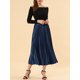thumbnail image 5 of Falda de fiesta plisada midi con cintura elástica metálica para mujer NOMADIC NOOK XS Azul oscuro, 5 of 7