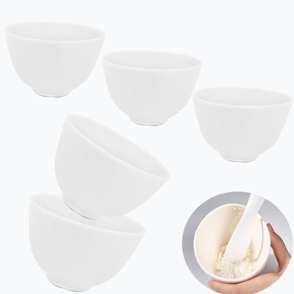 Juego de 5 tazones de silicona blanca PLINNILUY 10 × 7 cm