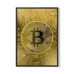 Creango - Cuadro Poster Enmarcado Bitcoin Criptomoneda Decorativo