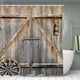 thumbnail image 2 of 1pc Wooden Door Pattern Shower Curtain With 12 Hooks, Non-Slip Bathroom Rug, Toilet U-Shape Mat, Toilet Lid Cover Pad, Bathroom Decor, 2 of 4