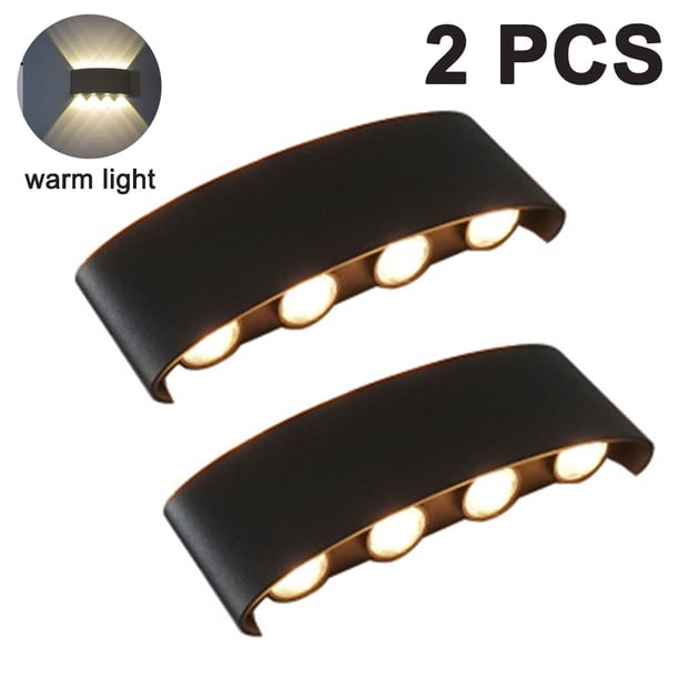 Lámpara de pared moderna impermeable para exteriores, 2 unidades, 8 LED, para pasillo, porche, lámpara de pared vertical, para interiores, para hoteles, patios, entradas, jardines y caminos.