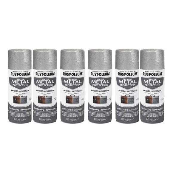 Pack 6 Und. Esmalte en Spray Metal Protection Plata Martillado 340 g 700212