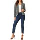 thumbnail image 2 of INSPIRE CHIC Blazer de Mujer con Solapa Muesca, Mangas Largas, Botones, Rayas, Talla L, Gris Blanco, 2 of 7