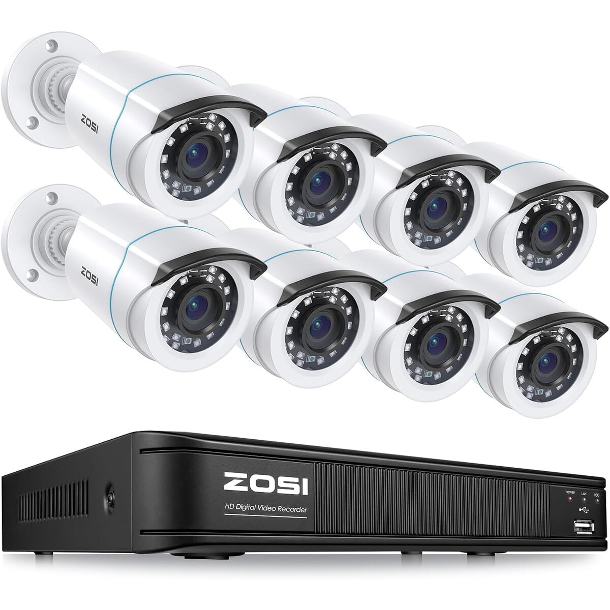 Kit Cámaras Seguridad Zosi 8ch 1080p Dvr Visión Nocturna Ai