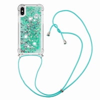 Funda Foxdock Para Iphone X/Xs Con Cuerda Ajustable, Brillo Líquido, Protección Antigolpes Y Lente – Ideal Para Regalo