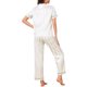 thumbnail image 3 of INSPIRE CHIC Conjunto de Pijamas de Mujer con Botones Abajo de Satén Sedoso Jacquard a Rayas Suave Casual de Manga Corta Ropa de Dormir de 2 Piezas L Blanco, 3 of 6