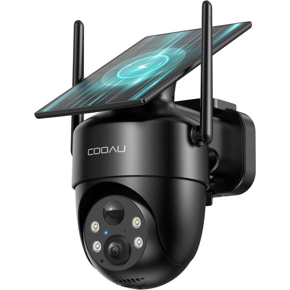 Cámara de Seguridad Solar COOAU 2K 360° Visión Nocturna WiFi Exterior