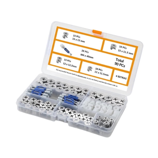 Accesorios de leva de conexión para muebles, tuerca de bloqueo de leva para muebles, tuerca de rueda excéntrica, Conector de muebles para cajón, cómod Paquete de 90