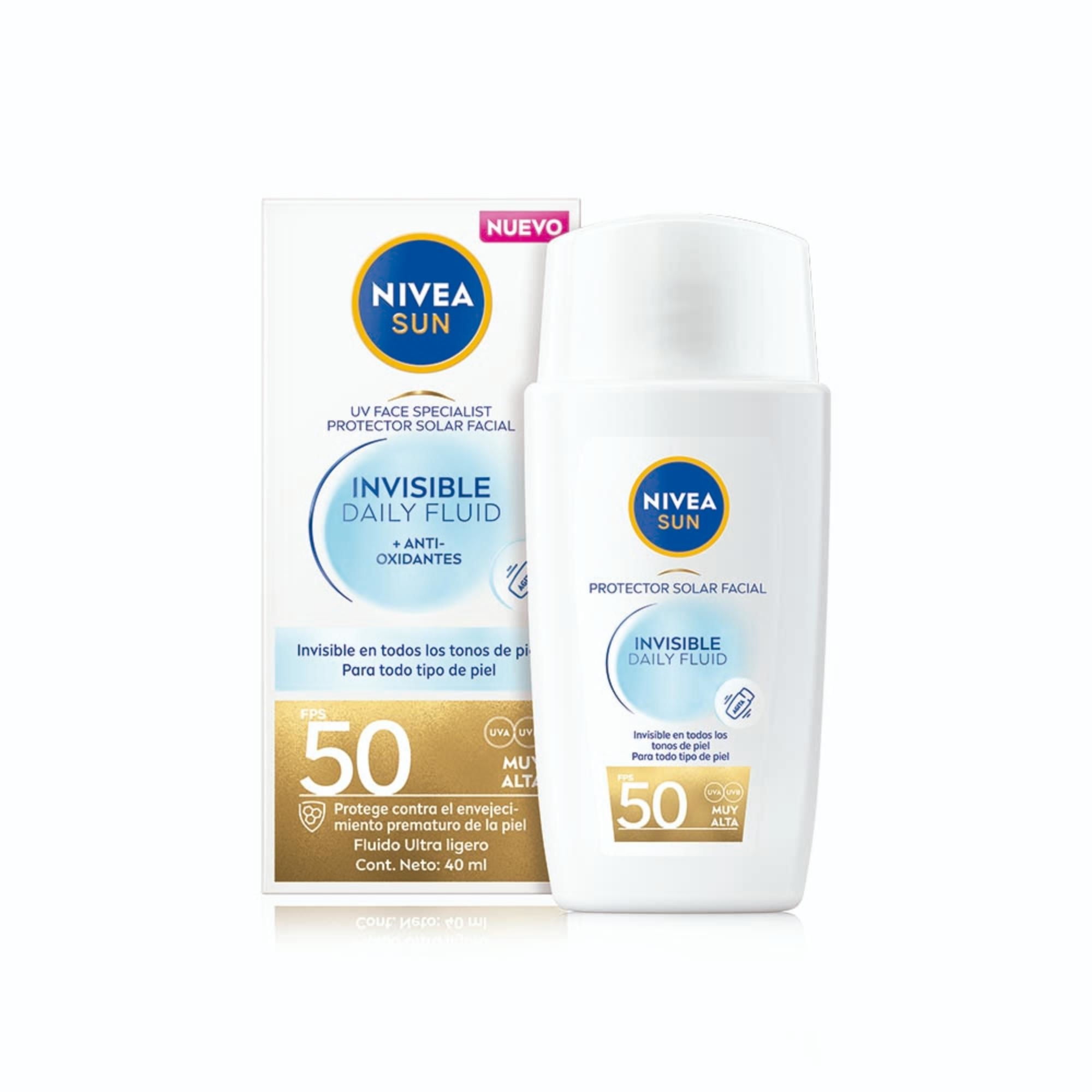 Protector Solar Sun Invisible Todo Tipo De Piel Fps 50 40 ml Nivea