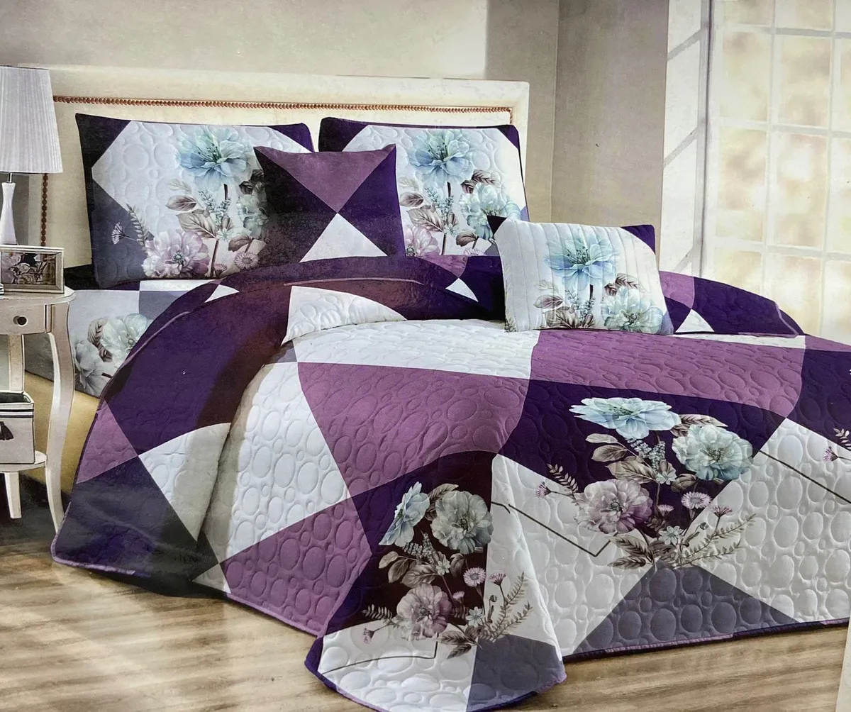 Casadeliacl - Cubrecama Quilt Delgado2 Plaza Diseño Modernos Tf Flor / Violeta