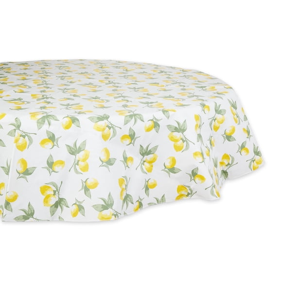 Mantel DII Summer Lemon de vinilo con parte trasera de franela, 70 cm, redondo