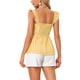 thumbnail image 3 of INSPIRE CHIC Blusa de Cuadros con Peplum para Mujer de Regreso a Clases Cuello Cuadrado Sin Mangas Verano XS Amarillo, 3 of 5