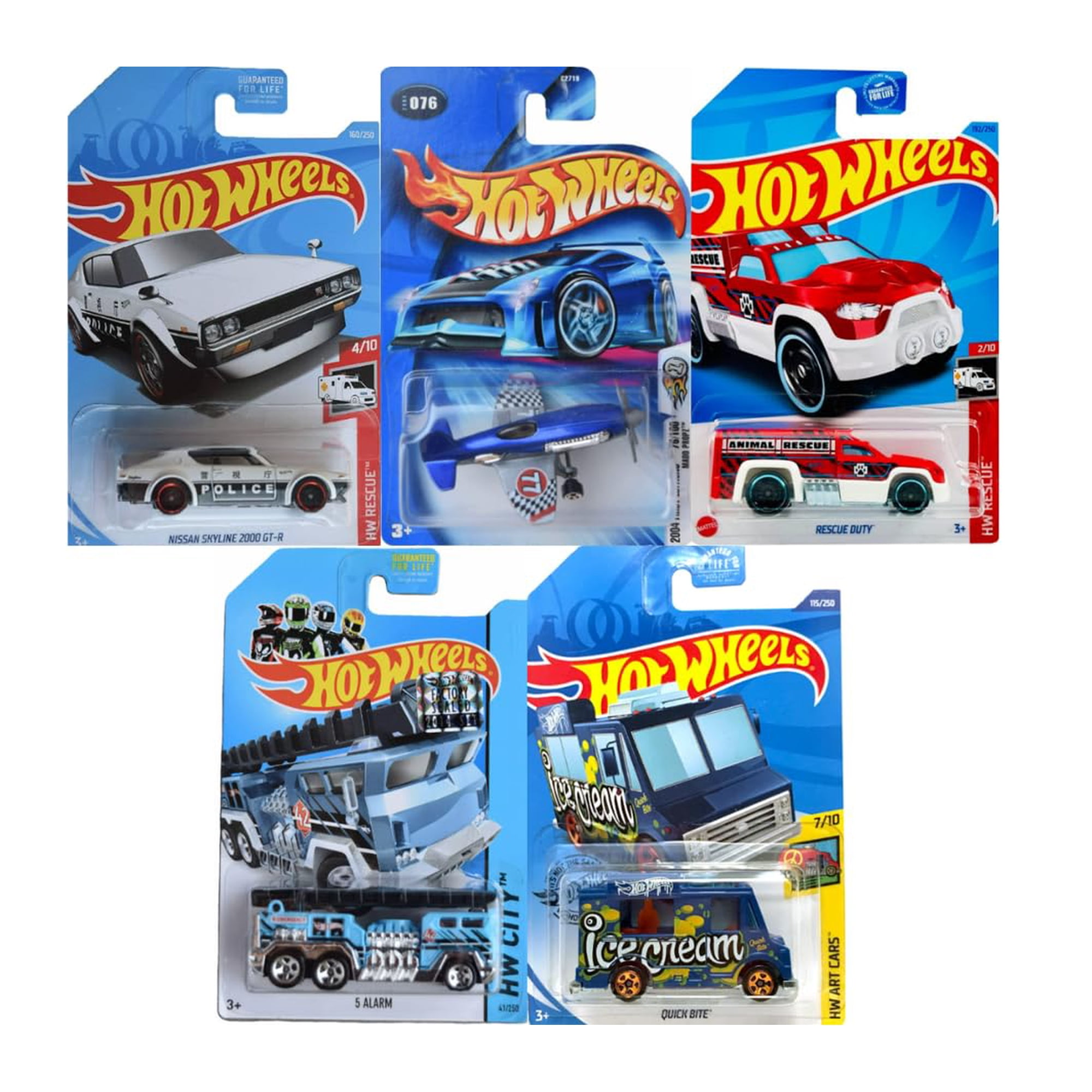 Toy Hot Wheels Utility & Emergency, Paquete De 5 Unidades, Varios