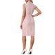 thumbnail image 3 of INSPIRE CHIC Vestido de Mujer Regreso a Clases Conjunto de Maestra Sin Mangas Solapa con Muesca Doble Botonadura Vestido Blazer de Oficina con Cinturón L Rosa, 3 of 6