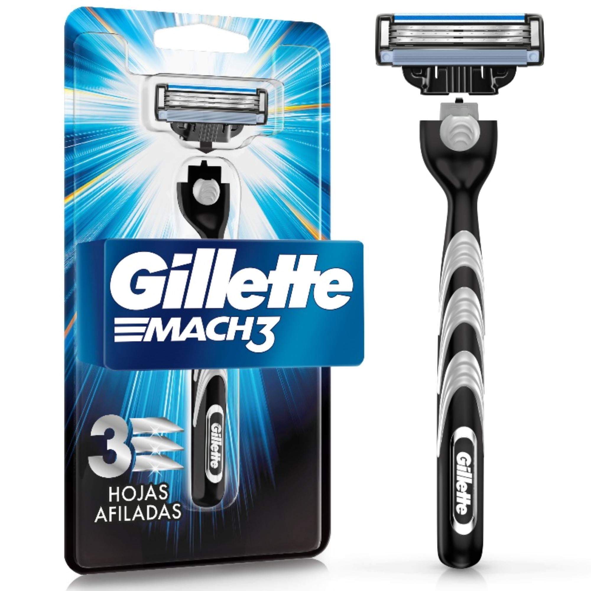 Gillette - Máquina De Afeitar Recargable Mach3 Con Hojas Más Afiladas
