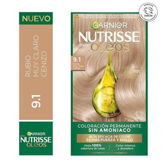 Tinte Capilar Nutrisse Oleos 9.1 Rubio Cenizo