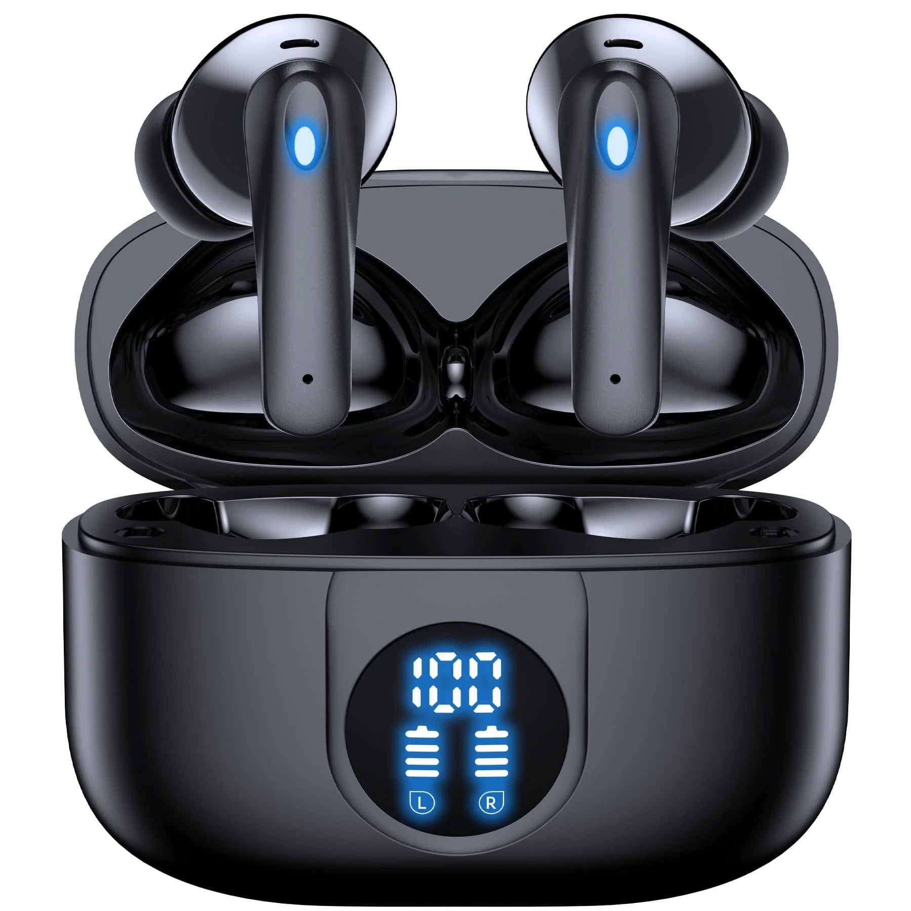 Veatool P91 Auriculares Inalámbricos, Auriculares Bluetooth V5.4 Estéreo Con Micrófonos De Cancelación De Ruido, 60 Horas De Reproducción, Estuche Mini Con Pantalla Led Dual