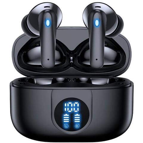 Veatool P91 Auriculares Inalámbricos, Auriculares Bluetooth V5.4 Estéreo Con Micrófonos De Cancelación De Ruido, 60 Horas De Reproducción, Estuche Mini Con Pantalla Led Dual
