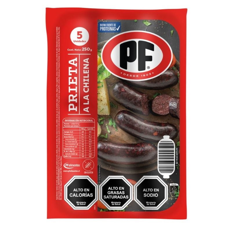 Prietas A La Chilena 5 Un 250 gr PF