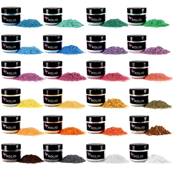 Rolio Polvo de Mica 24 Frascos de 10 g Set de Colores Pastel