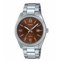 Casio - Reloj Análogo Para Hombre Standard Ion Plated Acero Inoxidable Dial Marrón Quartz Mtp-1302Dd-5Av