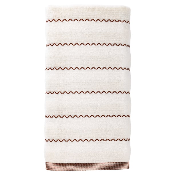 REGALWOVEN 1 Paquete Toalla de Baño de Algodón a Rayas, Ultra Suave y Altamente Absorbente para Baño, Hotel, Spa Blanco 55" x 28"