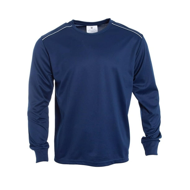 Polera Dry Fit C/Antibacterial Ml Cuello Polo Y Reflectante azul marino M