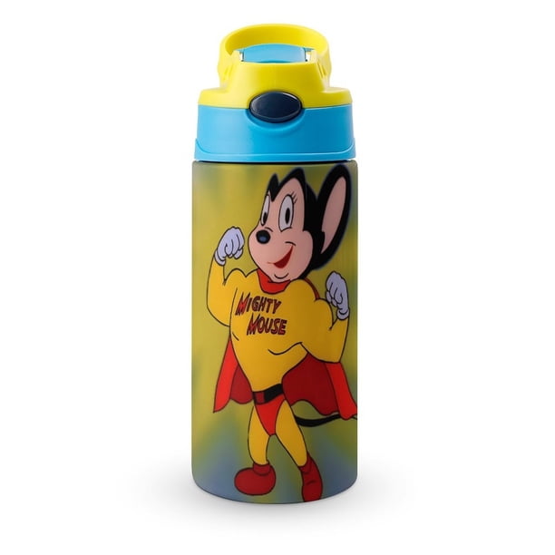 Súper Ratón: Las Nuevas Aventuras Botella de Agua con Tapa Pop Top de Un Toque, Acero Inoxidable, a Prueba de Fugas, para Deportes, Botella Infantil azul 12 oz